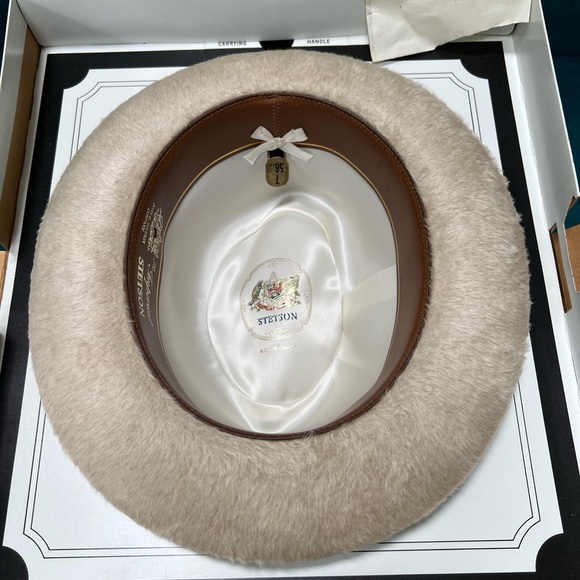 1950’s John B Stetson The Imperial Tan Long Haired Beaver Fur Fedora Size 7/56CM - Picture 9 of 11